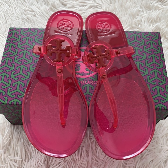 Brand new Tory Burch mini Miller jelly thong sandals n red oranges - Picture 2 of 8